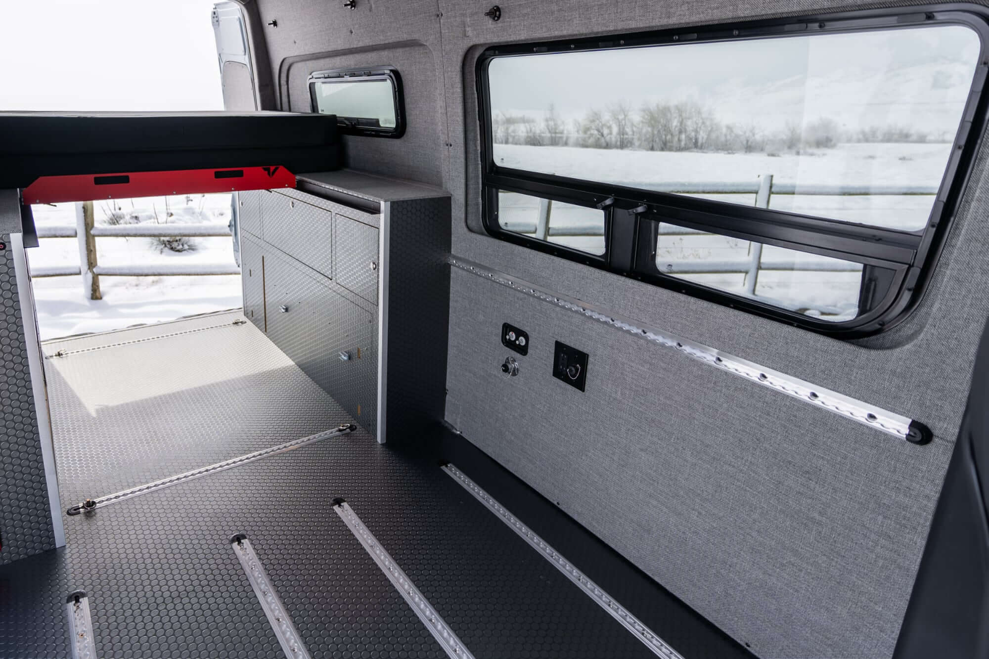 camper van with slider door open
