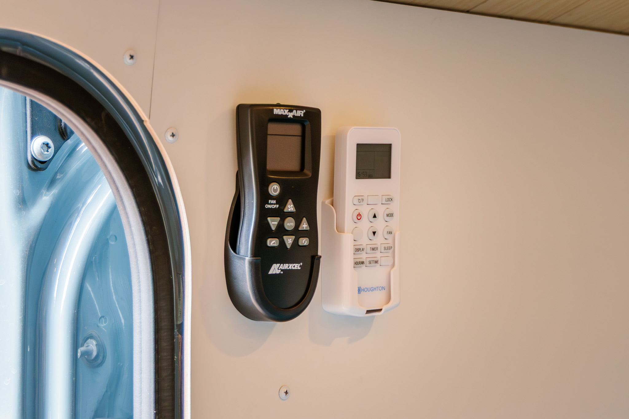 Heater and air conditioner controls by the sliding door