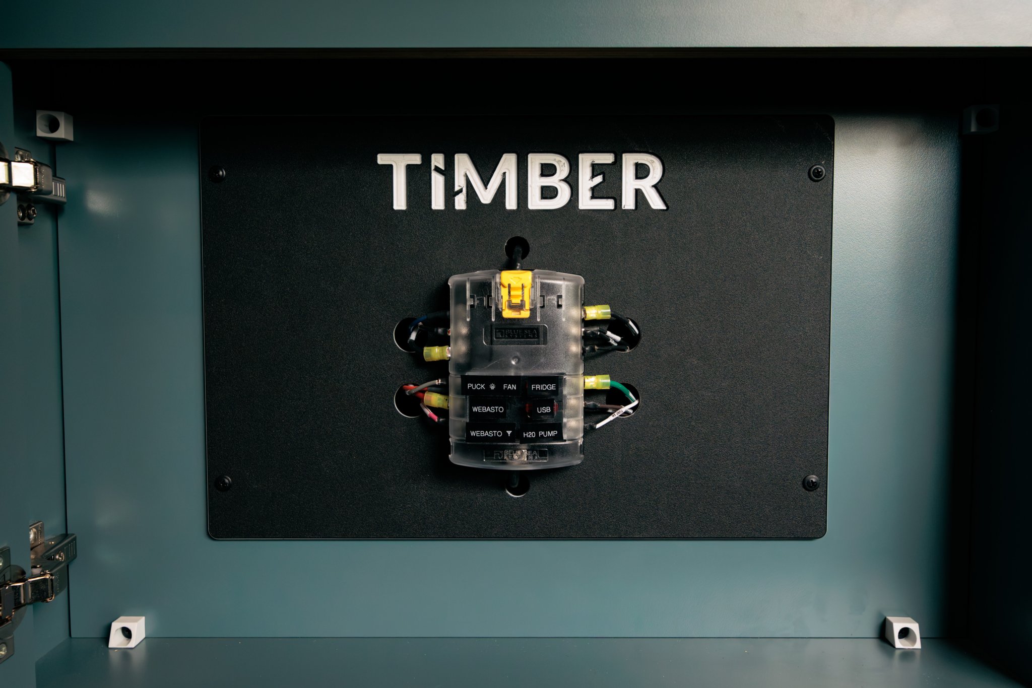 Timber electrical panel with the fuse block inside the cabinet