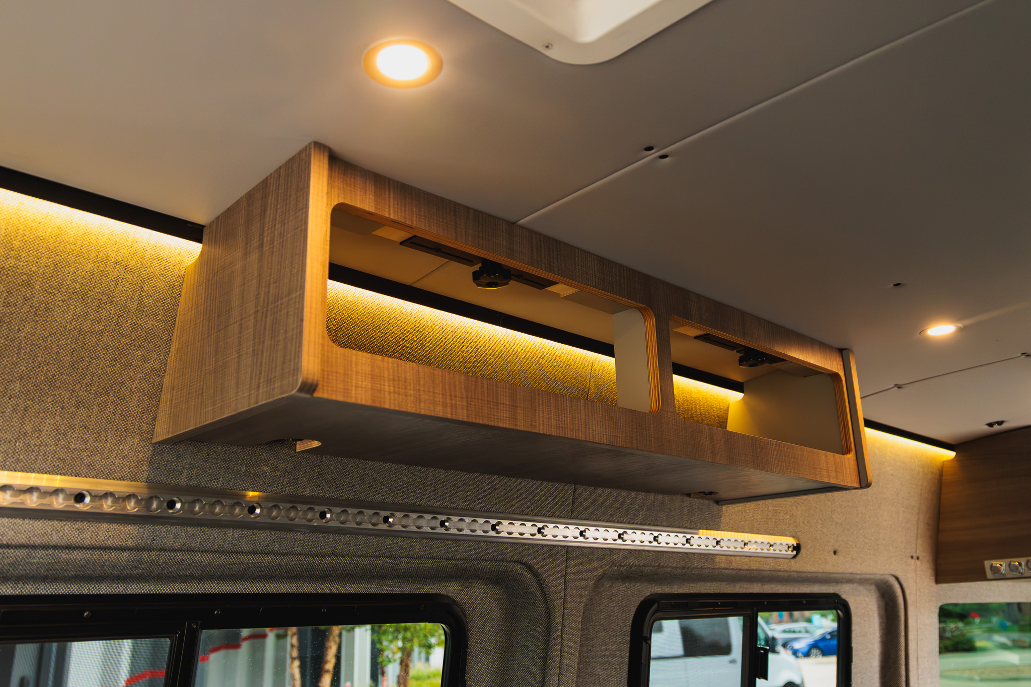 Overhead cabinet open