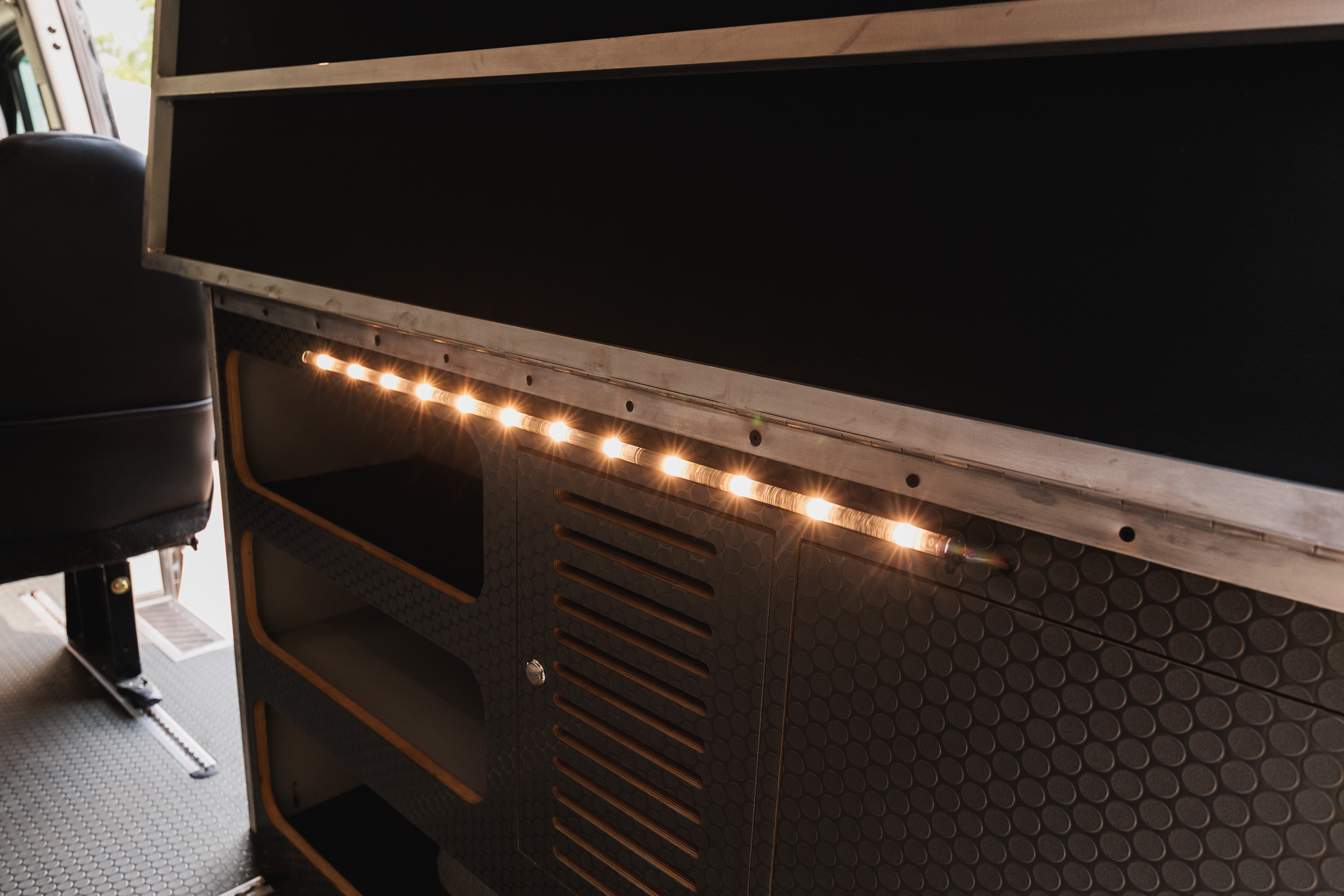 Under-bed platform with LED lighting