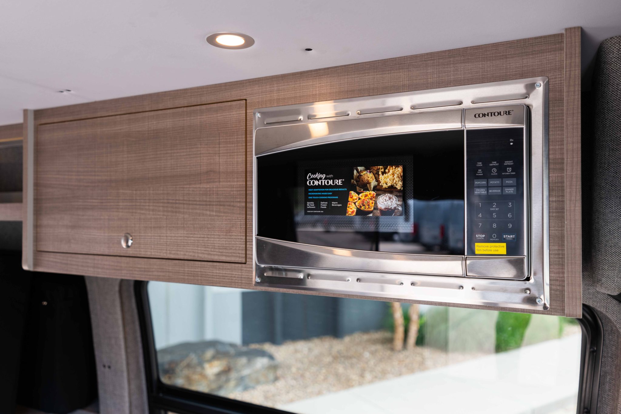 Contoure microwave in the overhead cabinet run