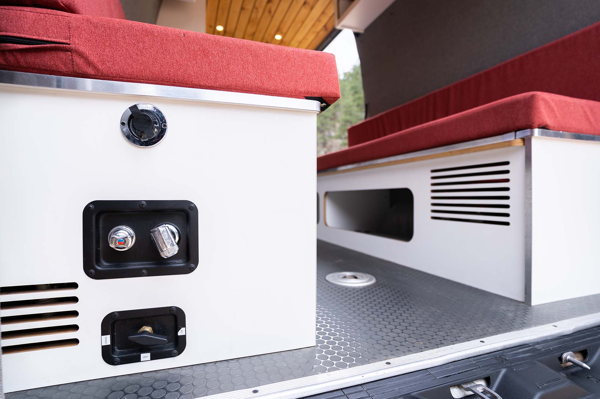 camper van pull out shower