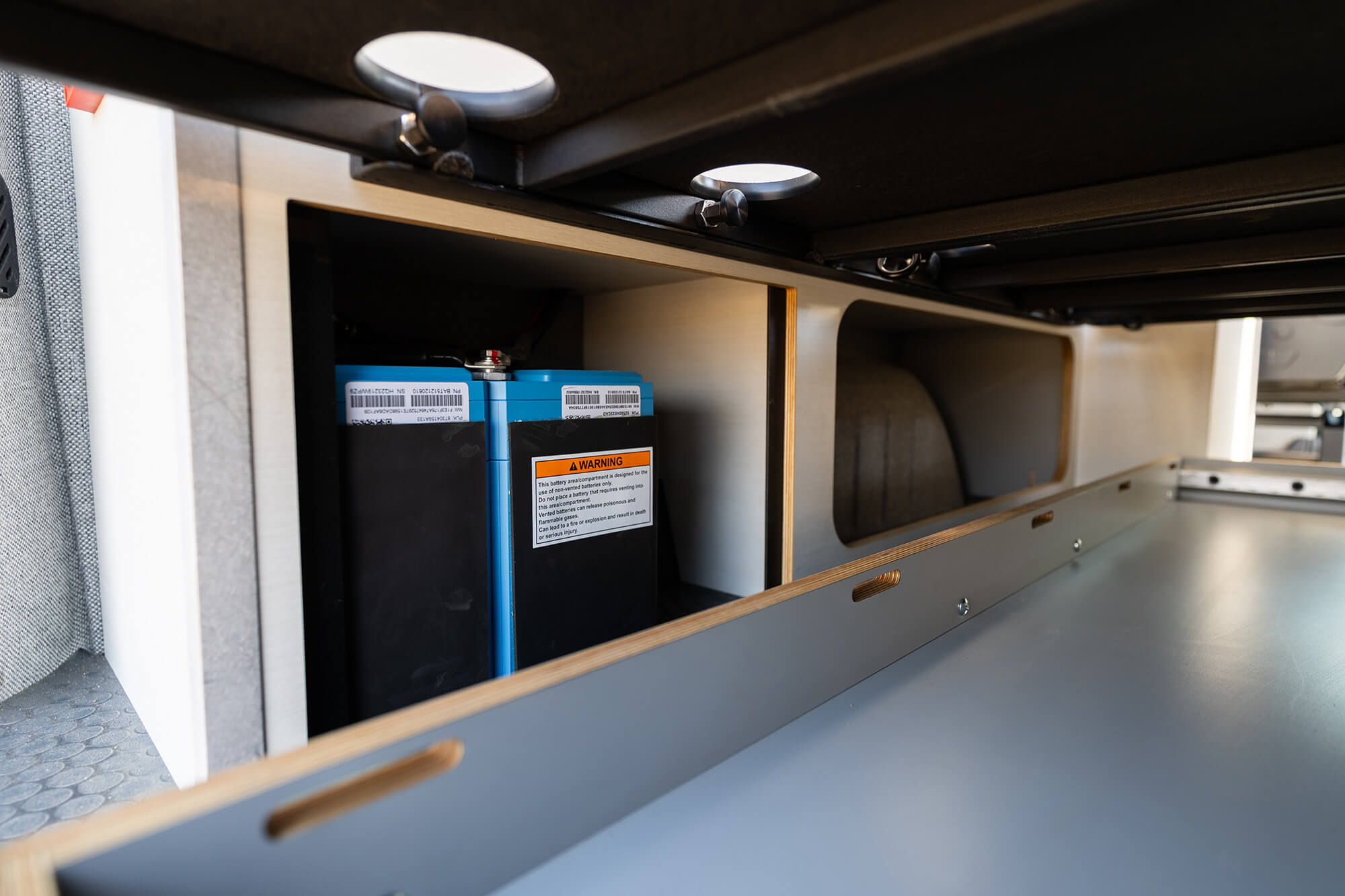 camper van living battery storage