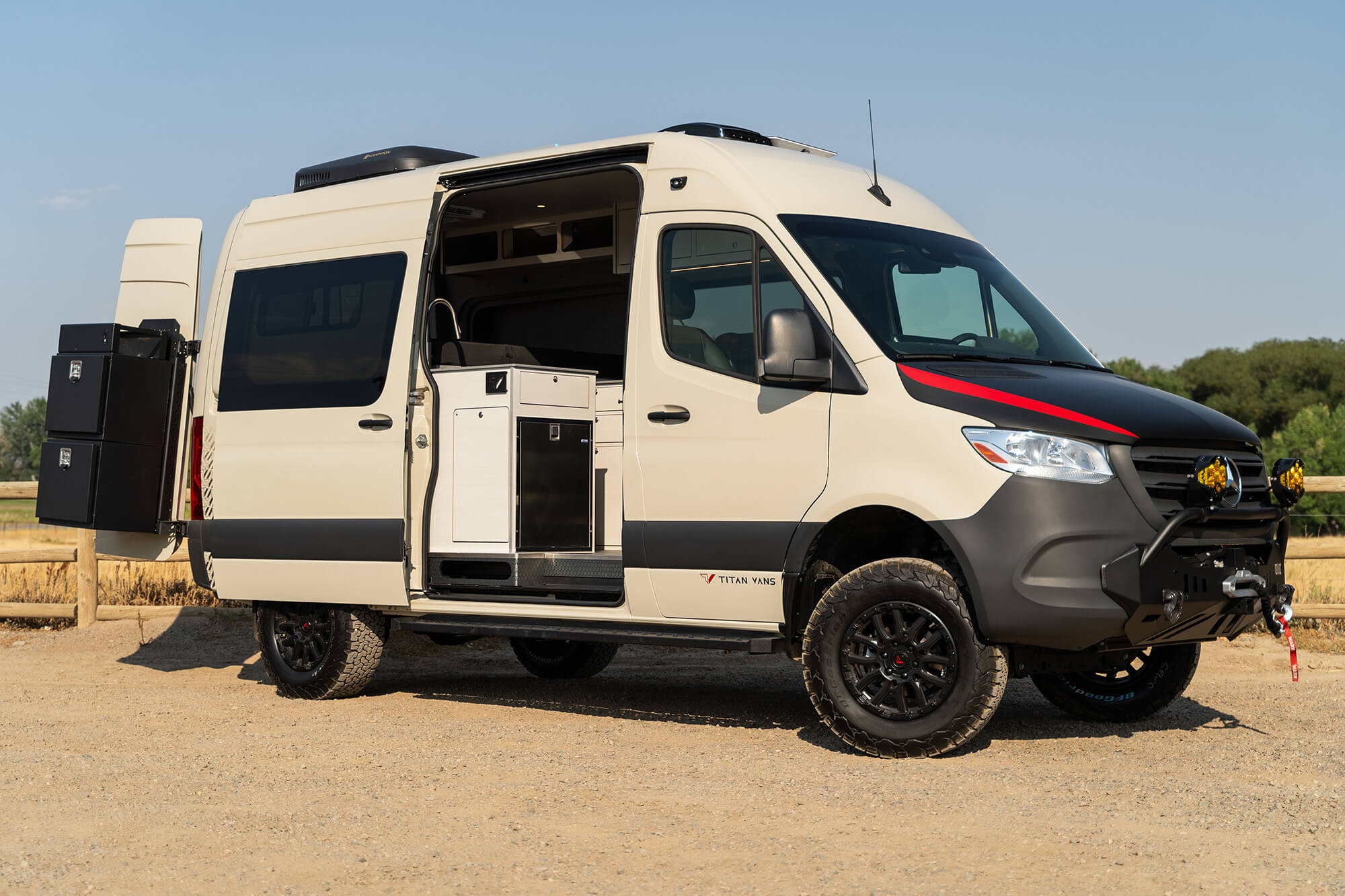 camper van with slider door open