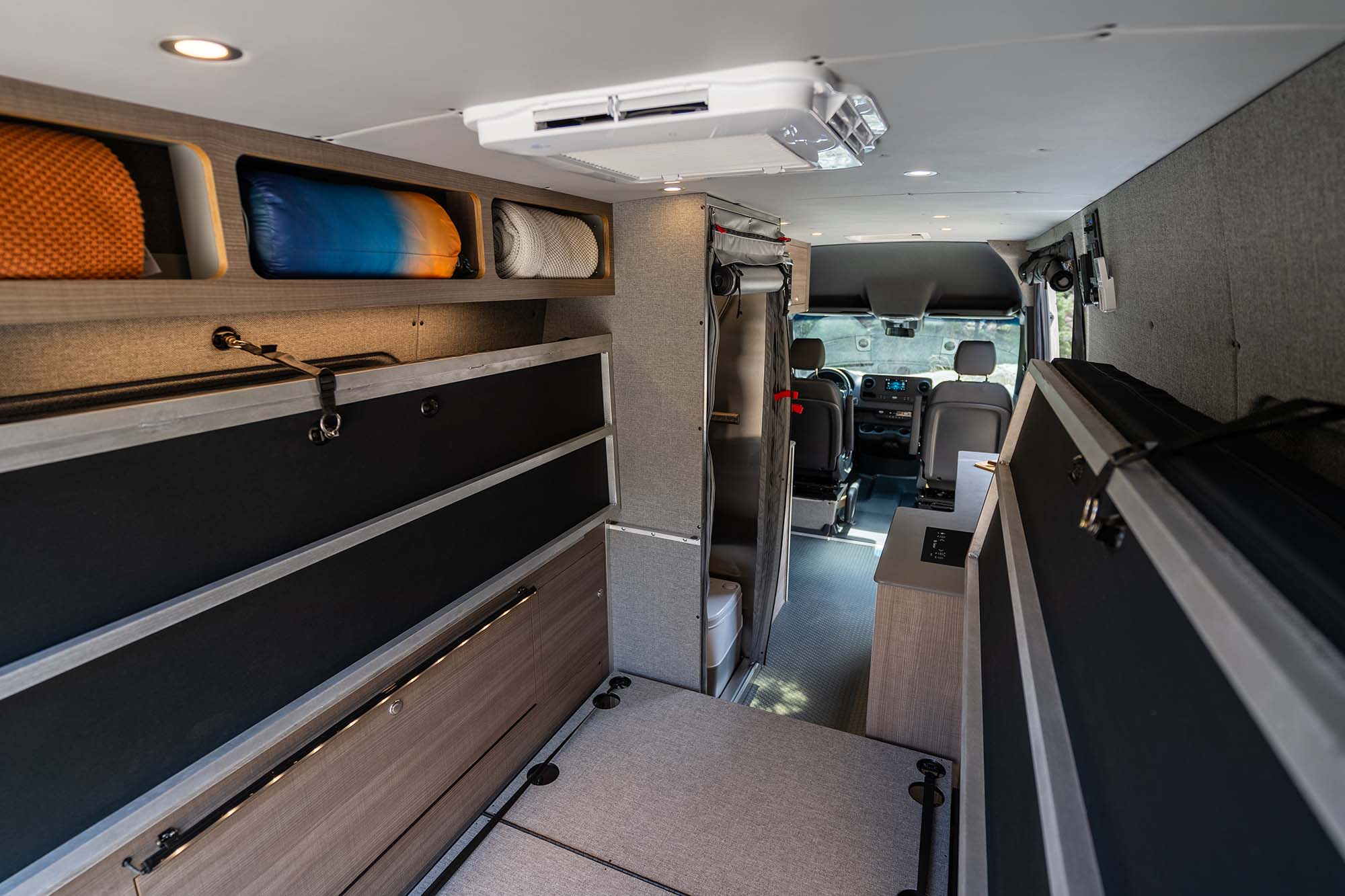 camper van stowed bed