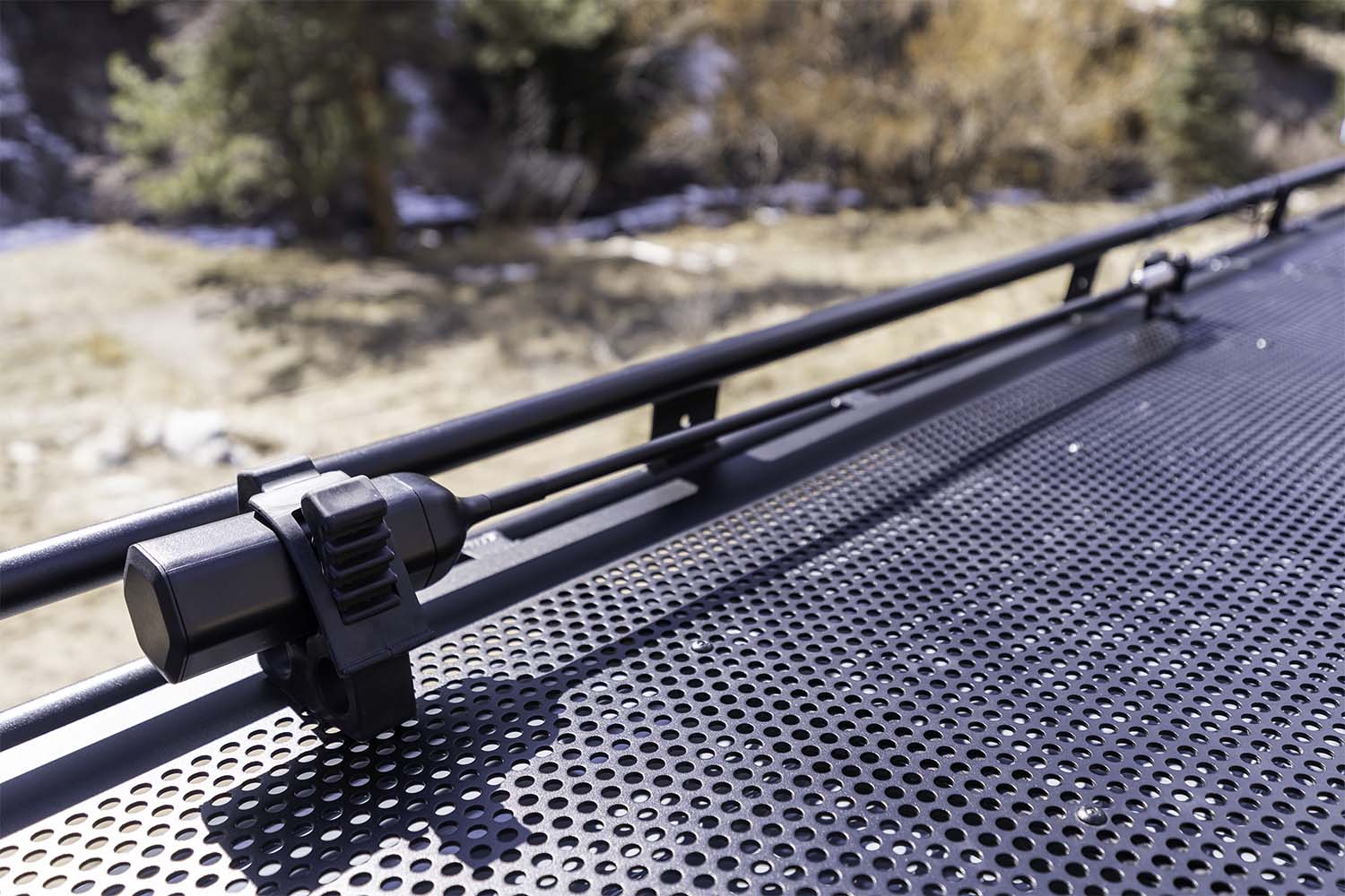 Weboost Cellphone Booster on top of a camper-van's roof