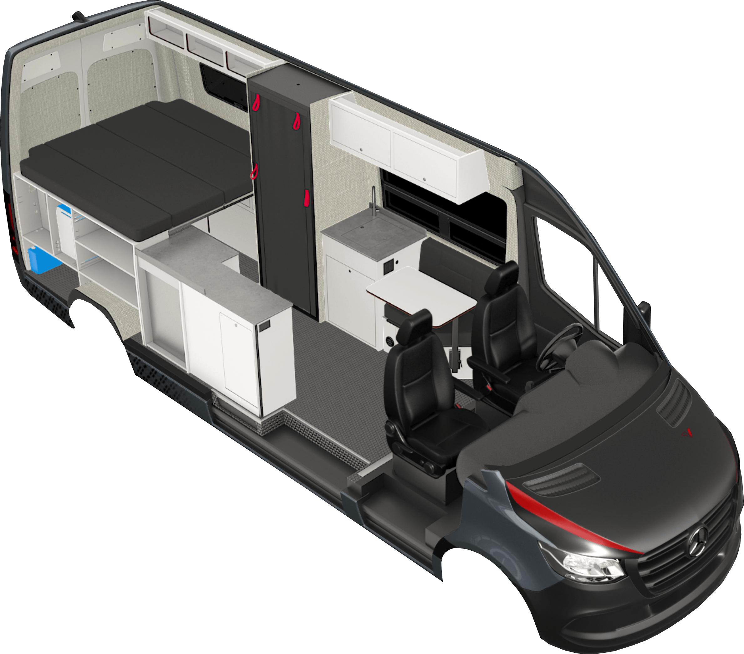 Rendering of the Ultra 170 camper van conversion on a Mercedes Sprinter 170 chassis