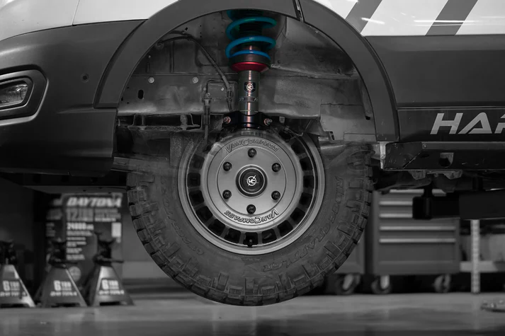 Transit inverted rally strut installed view